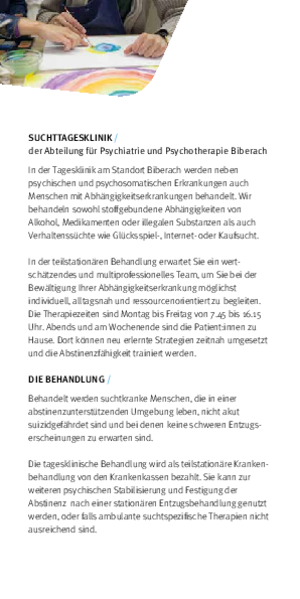 Flyer Tagesklinik Sucht (Einleger)