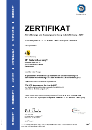 Zertifikat AZAV